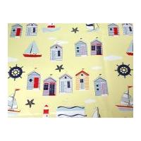 seaside print plastic coated pvc table protector fabric cream