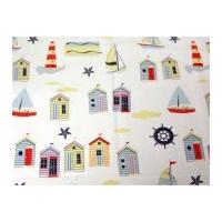 seaside print plastic coated pvc table protector fabric white