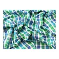 Seersucker Check Cotton Dress Fabric Blue Multi