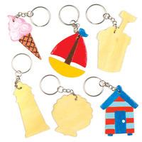 Seaside Wooden Colour-in Keyrings (Pack of 6)