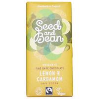 seed and bean organic fine dark chocolate bar lemon cardamom 85g