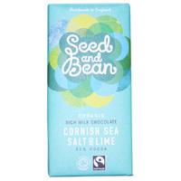 seed and bean organic rich milk chocolate sea salt tropical lime 85g