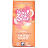seed and bean organic extra dark chocolate bar mandarin ginger 85g