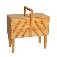 Sewing Box - Wood Cantilever 3 Tier with Legs Light Wood Shade by Hobby Gift 375494