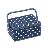 Sewing Basket Value (M) -Polka Dot Navy by Hobby Gift 375531