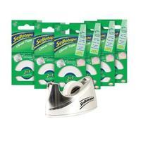 Sellotape Clever Tape 18mm x 25m and Large Chrome Dispenser Value Pack