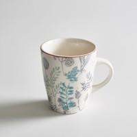 Set of 4 Mugs with Plant Motif