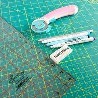 Sew Easy Double Sided Cutting Mat, Rotary Cutter, Marker Bundle and Quilting Ruler Multibuy 407257