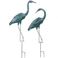 Set of 2 Verdigris Herons