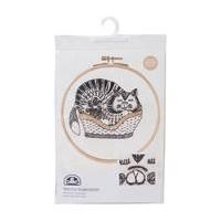 Sebastian Sleeping Cat Embroidery Kit 6 x 6 Inches