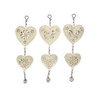 set of 2 cream garden hanging heart decorations 3 assorted designs