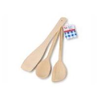 Set Of 3 Solid Beech Wooden Utensils