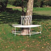 Semi Circular Metal Tree Bench in Cream by Kingfisher