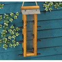 severn 6 port wooden and slate seed bird feeder by tom chambers