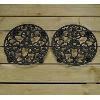 Set of 2 Round Cast Iron Pot Trolley Movers (31cm) by Gardman