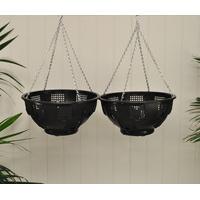 set of 2 easy fill hanging baskets 36cm by selections