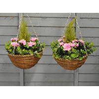 Set of 2 x Artificial Azalea Topiary Hanging Baskets (25cm) by Gardman