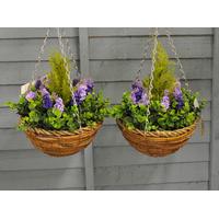 Set of 2 x Artificial Topiary Hanging Baskets (25cm) by Gardman