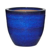 seacourt round glazed blue pot h245cm dia27cm