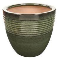 seacourt round glazed green pot h31cm dia33cm