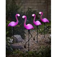 set of 4 solar flamingo lights