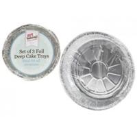 Set Of 3 Foil Round Deep Cake Trays