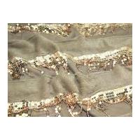 Sequin & Fur Stripe Fabric Taupe Brown