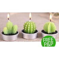 Set of SIX Cactus Tea Candles - FREE DELIVERY