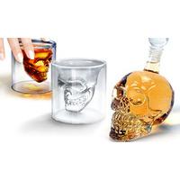 Set of Four Double Wall Skull Shot Glass + Decanter Set