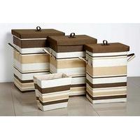 Set of 4 Stripes Bins With 3 Laundry And 1 Small Bin