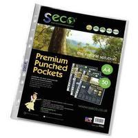 Seco Oxo-biodegradable (A4) Polypropylene Punched Pockets Clear Multipunched Pack of 50