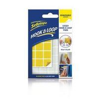 Sellotape (20 x 20mm) Removable Sticky Hook and Loop Pads (Pack of 24)