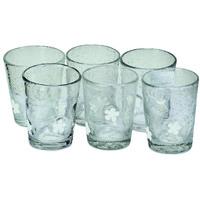 Set of 6 White Flowered Tumblers