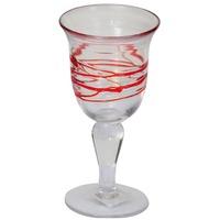 Set of 6 Wine Glasses with Red Spiral