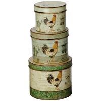 Set of 3 Cockerel Storage Tins