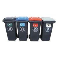 SET OF 4 x 120LTR WHEELED BIN RECYCLING CENTRE WITH COLOURED LIDS