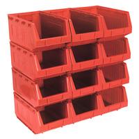sealey tps412r plastic storage bin 209 x 356 x 164mm red pack of 12