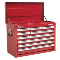 sealey ap33109 topchest 10 drawer with ball bearing runners red