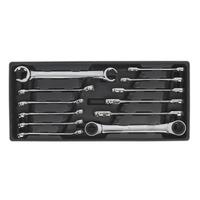 Sealey TBT13 Tool Tray with Flare Nut and Ratchet Ring Spanner Set...