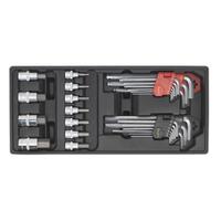 sealey tbt07 tool tray with hexball end hex keys and socket bit s