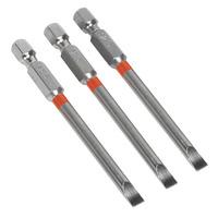 Sealey AK210517 Power Tool Bits Slotted 5mm Colour Coded S2 75mm 3pc