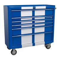 sealey ap41206bws rollcab 6 drawer wide retro style blue with wh