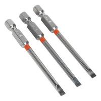 Sealey AK210516 Power Tool Bits Slotted 4mm Colour Coded S2 75mm 3pc