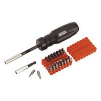 sealey ak6498 gearless screwdriver with 33pc bit set