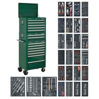 sealey sptgcombo1 tool chest combi 14 drawer bb runners green 