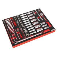 Sealey TBTP01 Tool Tray with Socket Set 79pc 1/4in & 1/2in Sq Drive