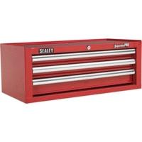 sealey ap33339 add on chest 3 drawer with ball bearing runners red