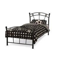 Serene Furnishings Soccer 3\' Single Glossy Black Metal Bed