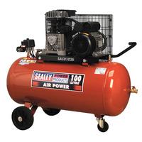 Sealey SAC0102B Compressor 100ltr Belt Drive 2hp with Cast Cylinde...