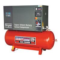 sealey ssc12710d screw compressor 270ltr 10hp 3ph low noise with dryer